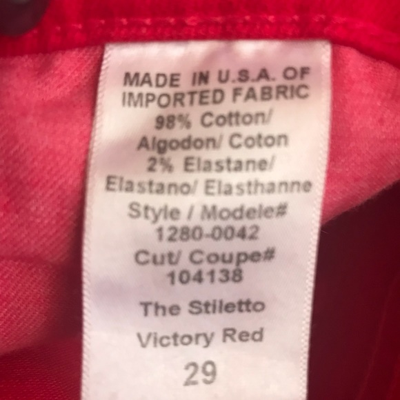 🔥Current/Elliot Skinny Ankle Distressed Red Jeans - Picture 6 of 7